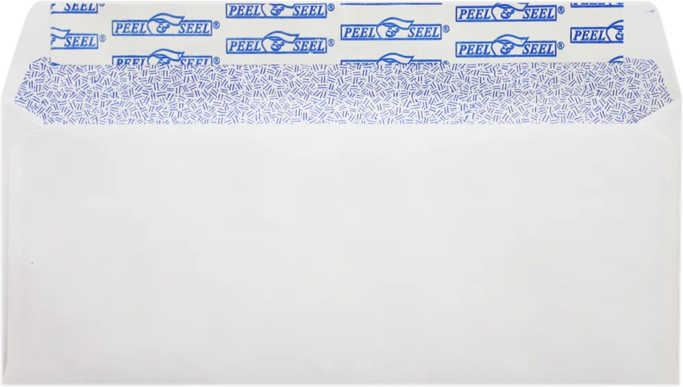 Square Flap Envelopes (4 1/8 x 9 1/2) with Peel & Seal - White with Security Tint 24
